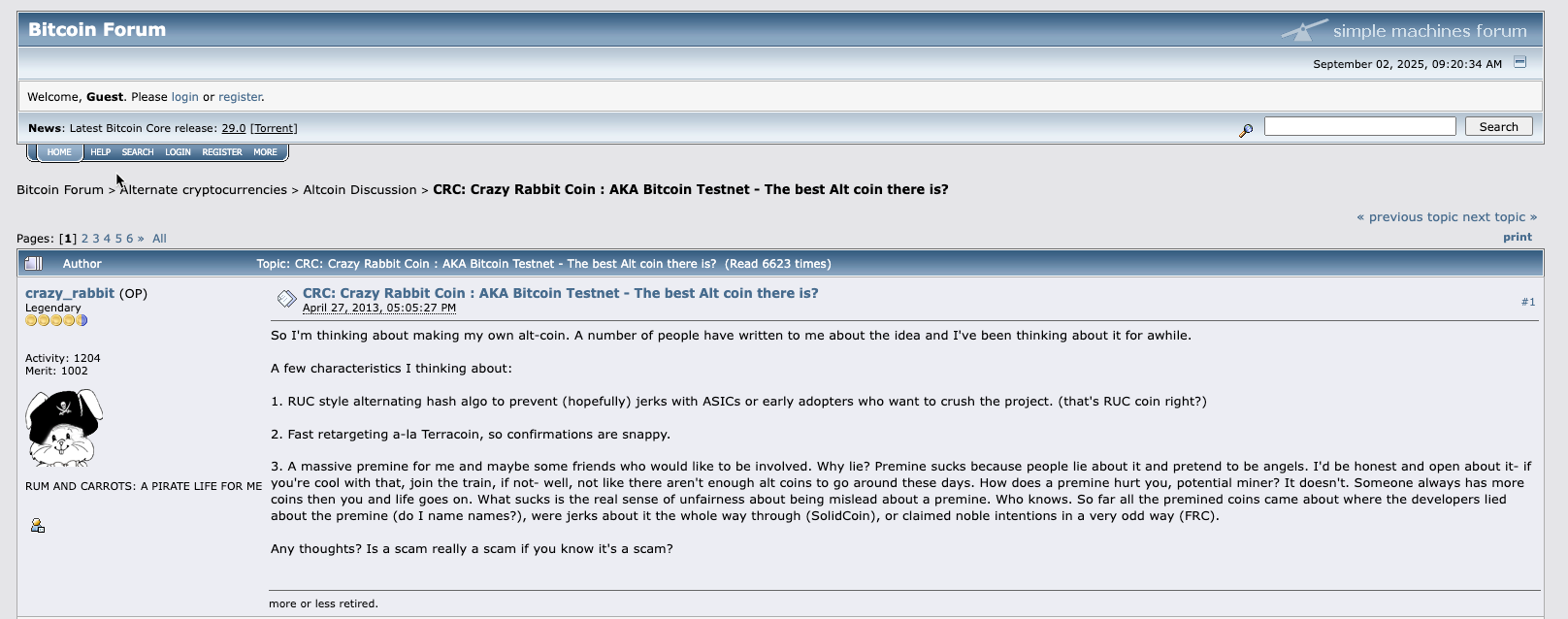 Bitcointalk lore screenshot
